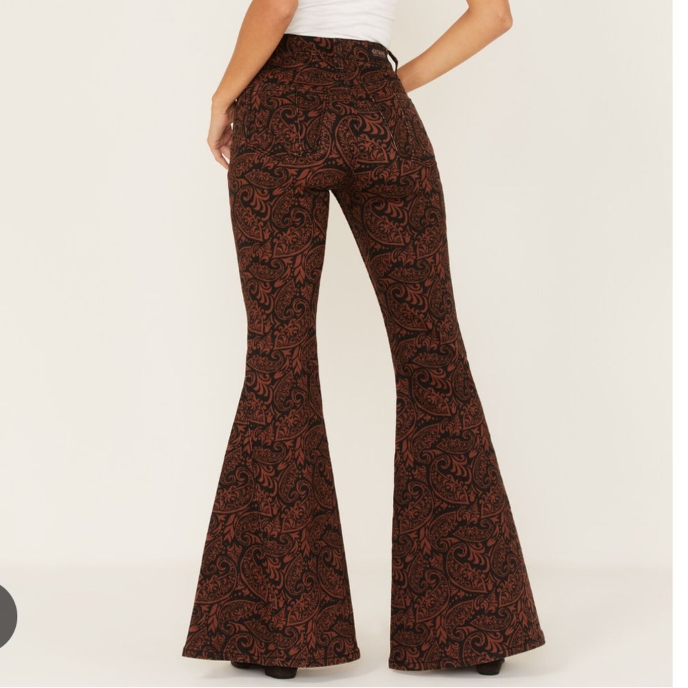 Brown Paisley Flare Pants